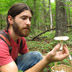 Daniel Stephenson holding mushroom